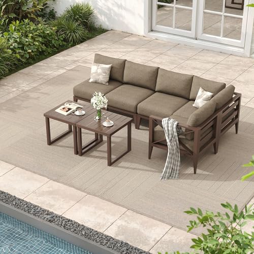 MAISON BACKYARDS MBY 7-Piece Aluminum Patio Set, Brown