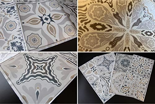 24pc Grey White Wall Floor Tile Stickers Waterproof 6x6 inches For Kitchen Bathroom THIN Vinyl Floor Tile Transfers 15x15cm Matt Finish Victorian