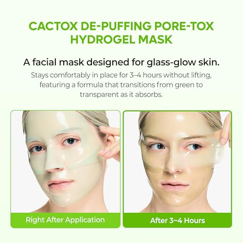 Dr.Melaxin CACTOX DE-PUFFING PORE TOX GEL MASK 4EA with Cactus Cooling Reduce Puffiness & Pore Tightening for Visible Pore Care Skin Repair - Image 6