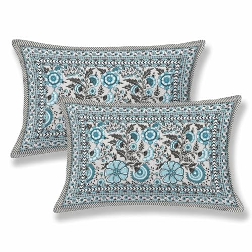 Image of ElanorHomes 180 TC Pure Cotton Pillow Covers Set of 2, Bedroom Pillows with Zip Closure, Soft Smooth Cool Breathable Pillowcases for Home (Bachelor Glow)