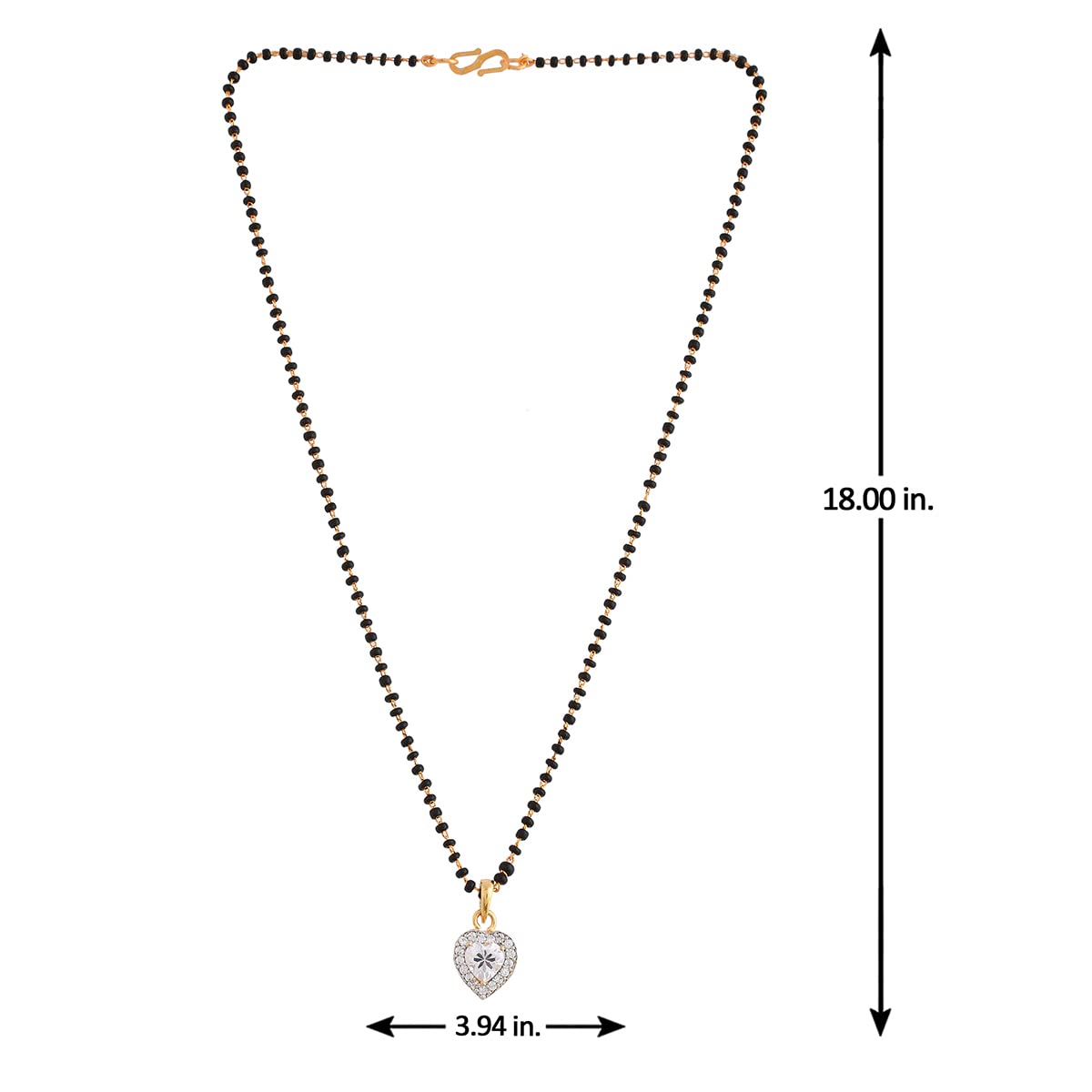 Women's Heart Shaped CZ Studded Mangalsutra Set, Sparkling Gift