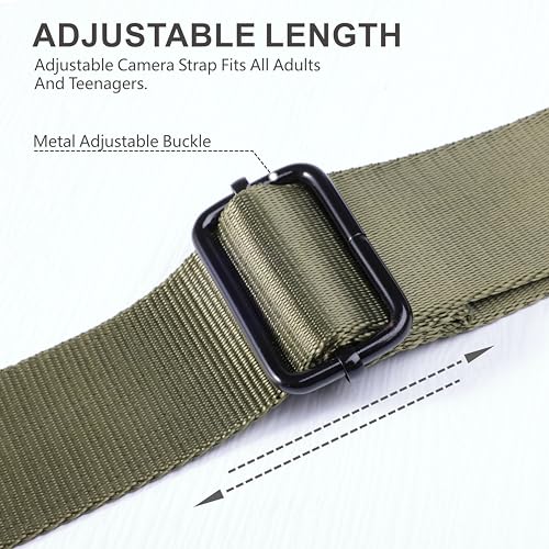 Image of Padwa Lifestyle Adjustable Camera Strap - 1.5 inch Full Grain Leather Ends Camera Straps for Photographers, Adjustable Neck Shoulder & Crossbody Nylon Strap Quick Release for Cameras and Binoculars