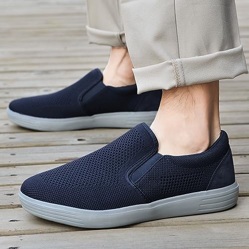 Image of konhill Mens Slip On Loafers Sneakers - Casual Knit Walking Shoes for Men, Lightweight Breathable Memory Foam Boat Shoes, Comfortable Slip-On Driving Loafers for Work Travel Beach