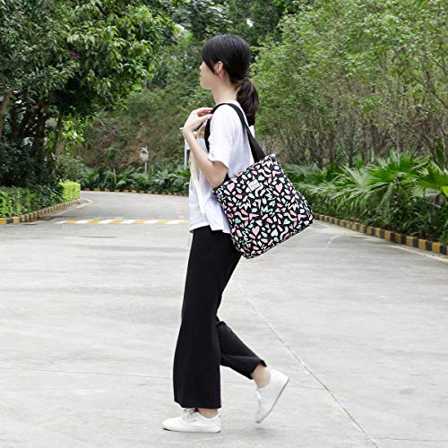 Image of KAMO Floral Tote Bag - Waterproof Lightweight Handbags Travel Shoulder Bag for Hiking Yoga Gym Swimming Travel Beach