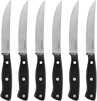 Cuisinart C77TR-S6SK Triple Rivet 6-Piece Steak Knife Set - High-Carbon Stainless Steel Serrated Blades, Ergonomic Handles