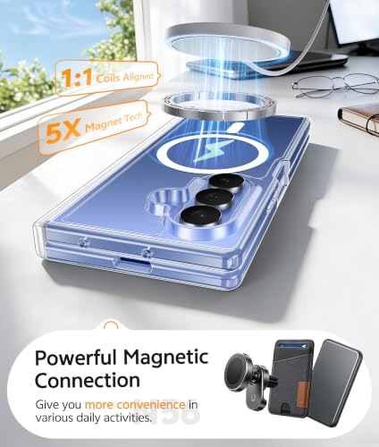 Image of FNTCASE for Samsung Galaxy Z Fold 7 Case: Galaxy Z Fold 8 Ultra Case [Hinge Protection + Screen Protector] [Fit for Magsafe] Military Grade Drop Protective, Transparent Clear Phone Cover - Clear