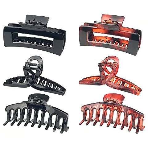 Large Hair Claw Clips, ECADY Assorted Style Big Hair Clips for Thick hair, Thin Hair, Hair Styling Accessories for Women, Girls Cover