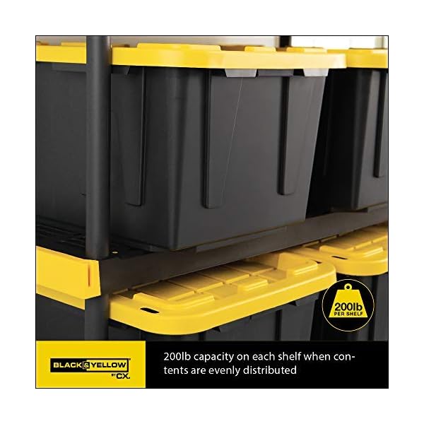 Original Black & Yellow 4Tier Storage Shelving Unit, Indoor/Outdoor