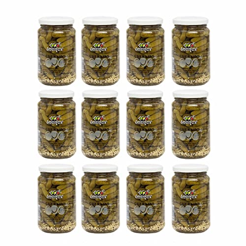 LUXEAPERS Pepinillos Encurtidos en Conserva Frascos 180Gr Pack 12