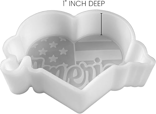 Miniatura 5 de Molde de silicona Freshie con corazón de la bandera de Estados Unidos, tamaño 4.55 pulgadas de ancho x 3.5 pulgadas de largo x 1 pulgada de