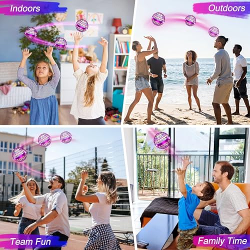 Image of GONCART26 Flying Ball Boomerang Spinner Toy with RGB Lights, USB Rechargeable, 360 Rotating, Indoor Outdoor for Boys Girls Kids Adults, Multi-Color