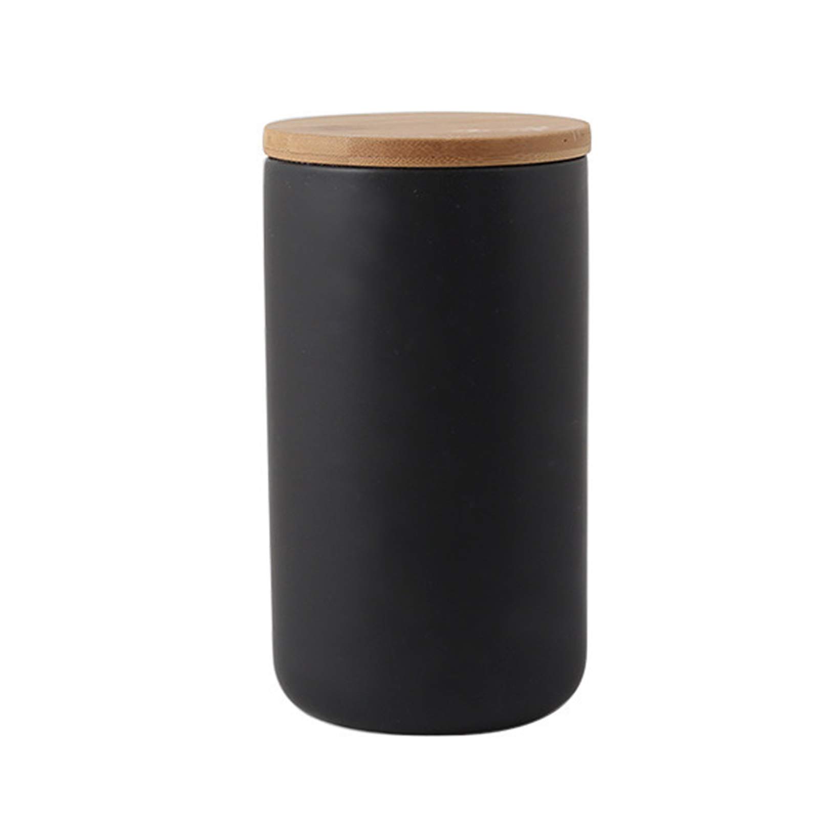 jessie Contenitori di stoccaggio in ceramica con guarnizione ermetica coperchi in bambù contenitori da cucina per tè spezie condimento zucchero caffè (nero, 1000ml/34oz)