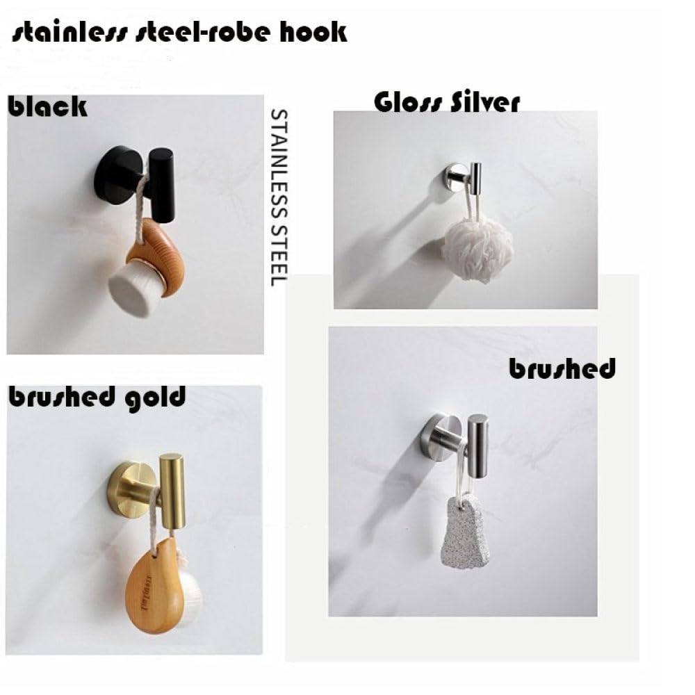 Juego de accesorios de baño de 4 piezas, kit de accesorios de baño de montaje en pared para decoración moderna de baño, incluye toallero, soporte para papel higiénico, gancho para bata y estante