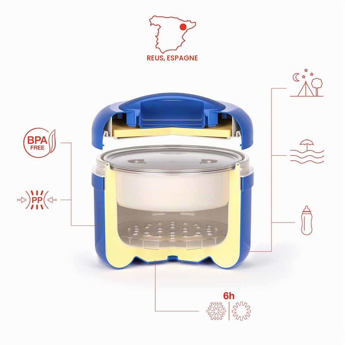 Valira 6205/139 Boîte Repas Isotherme 2.5 L fabriqué en Espagne, Couleur Bleu, 2,5 L