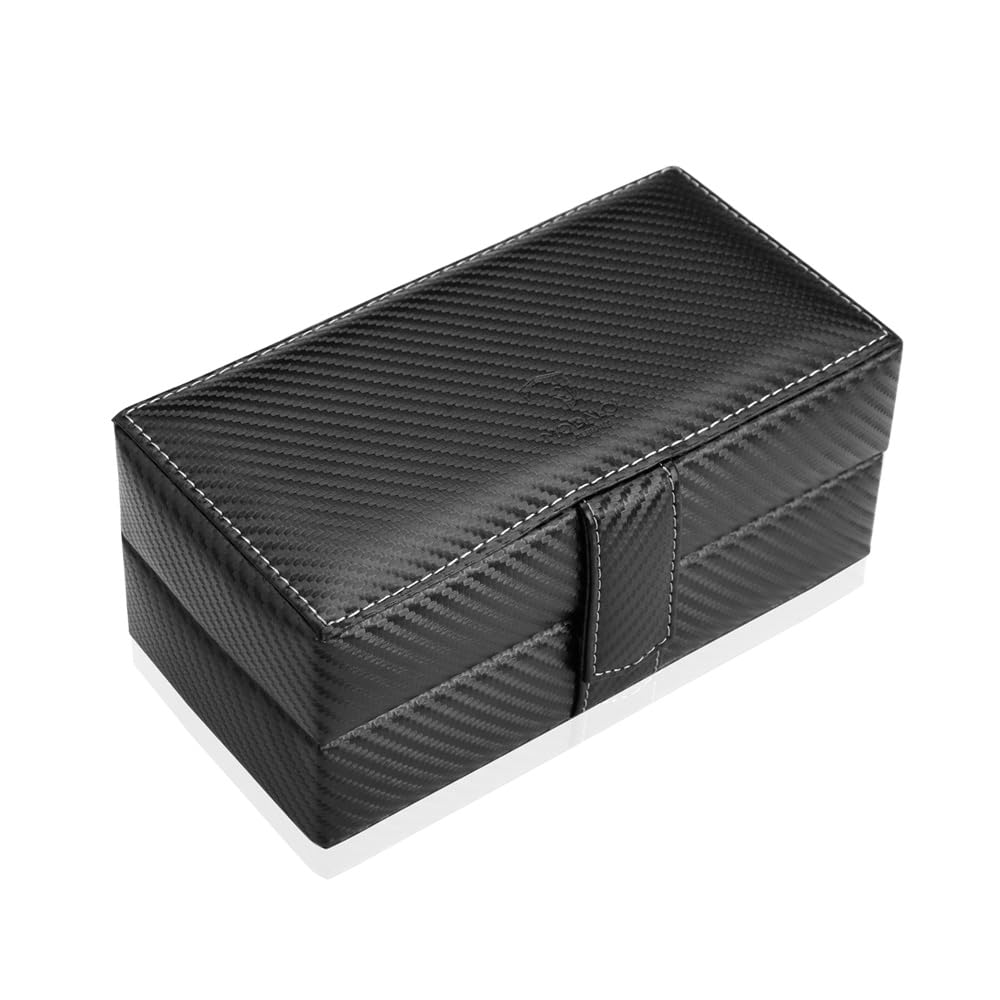MODALO Gallante Uhrenbox für 3 Uhren – Elegante Uhren Aufbewahrungsbox mit weichem Innenfutter – Stilvolles Design für Damen & Herren (Mattes Carbon)