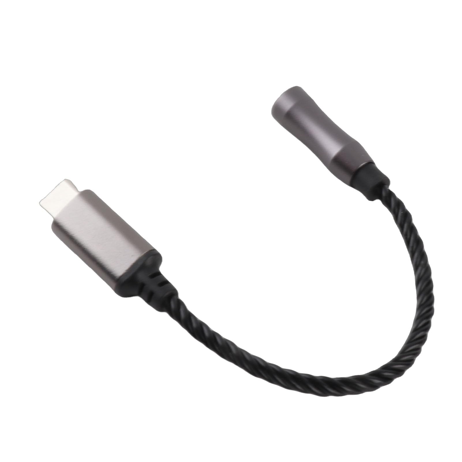 Adaptador Amplificador de Auriculares Tipo C a 3,5 Mm Alto Rendimiento para y PC Cable de Cobre Plateado de 15 Cm (Black)