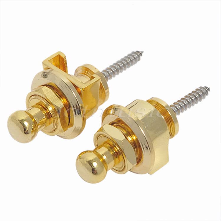 MINHTOANBV Part for 2 Pcs Guitar Locks Buttons Round for Guitar Bass Style Gold