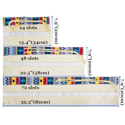 Image of Line Colored Canvas Pencil Wrap Colored Pencil Roll Up Case Coloring Pencil Holder Organizers Sketch Travel Storage for Artist Adult With 24 Slots(National Feature)