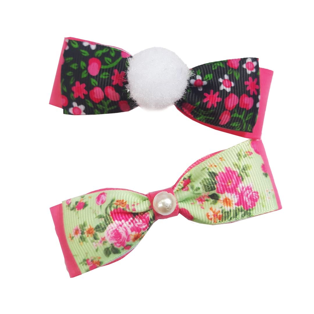 My Art Bucket Dog Hair Bow Tie For Pets,Dog Accessory Floral Duo Dog Hair Bows Black And Pink Colour (B09H2TQXNH) Amazon Price History, Amazon Price Tracker