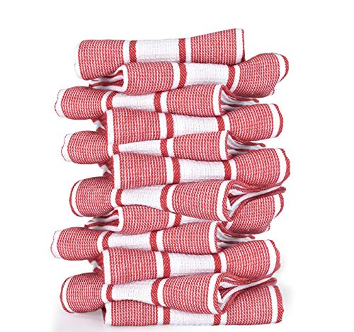GLAMBURG Set mit 12 hochwertigen Geschirrtüchern aus Baumwolle (46 x 71 cm), Geschirrtüchern, Handtüchern, Geschirrtüchern und Reinigungstüchern - Rot Cover