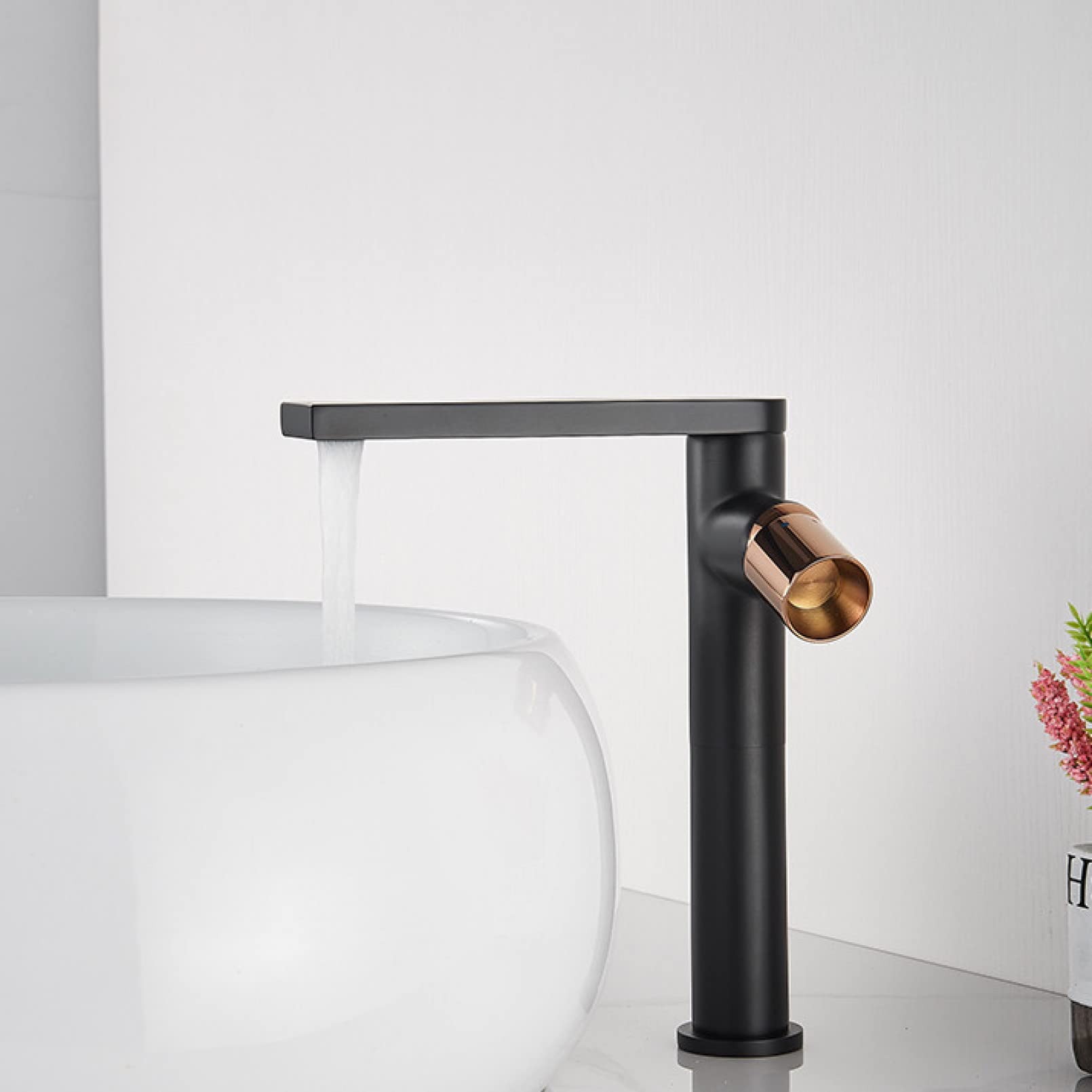 ZQFHSX Bathroom Tap Black/Rose Gold Washbasin Faucet Installed On The Sink Hot and Cold Water Mixing Basin Taps LWX
