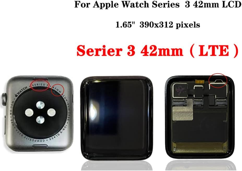 amoled replacement screen for apple watch series 3 42mm gps cellular lte digitizer lcd assembly display touch screen with kits adhensive by syart s3