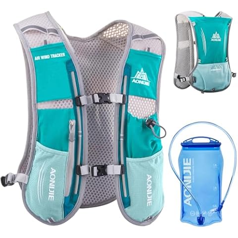 Azarxis Hydration Running Vest Backpack Pack 5L for Women Men Jogging Trail Race Marathon Cycling Hiking Accessories (Mint Blue with 1.5L Hydration Bladder) Cover
