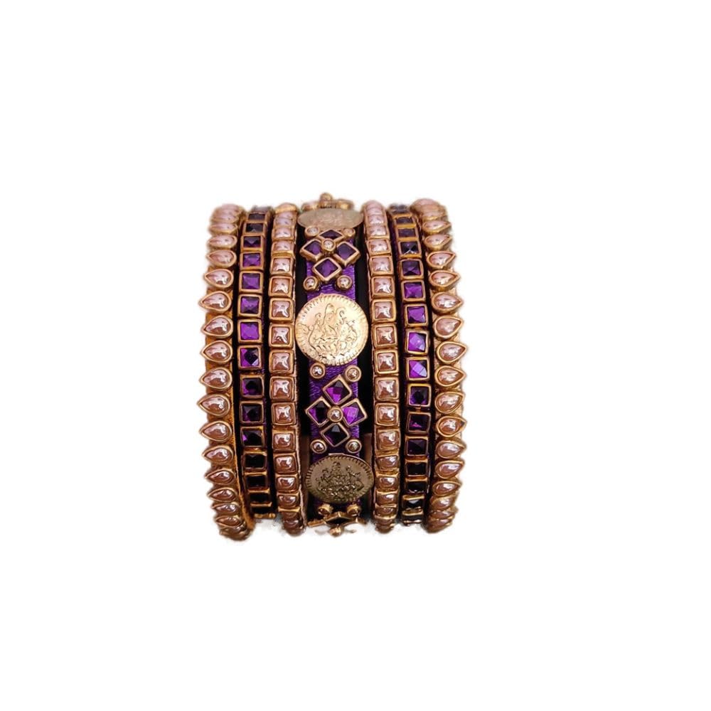 Nathans Global Handmade Kundan Stone Band Bangles for single hand Women,Girls,Teens Indian Bangle Jewelry Sets, set of 7 Bangle. (Purple, 2.4) (B0D9273J9R) Amazon Price History, Amazon Price Tracker