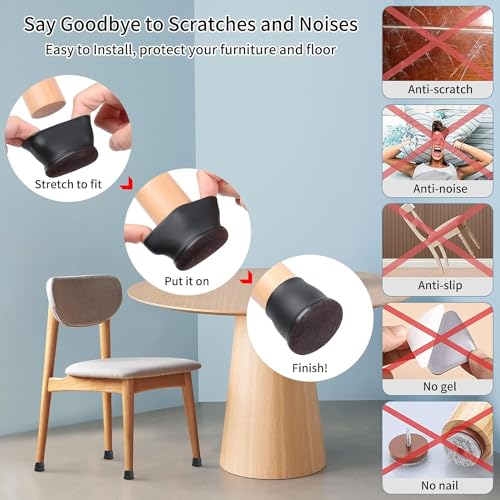 Ezprotekt 2 inch Round-black Non-woven fabric Furniture Cups Chair Leg Caps, Chair Leg Covers Smooth Moving Chair Feet Protectors - Image 4