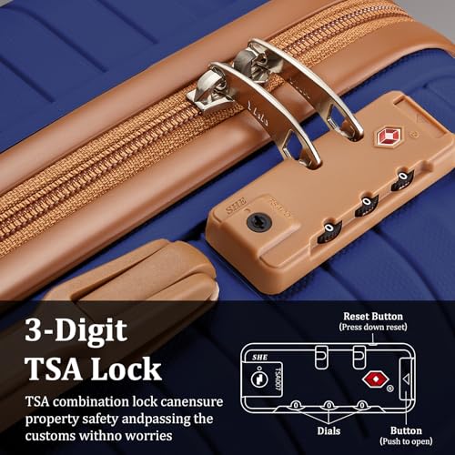 Image of Joyway Luggage Sets 5 Piece PP Hardshell Carry on Suitcase, Travel Lightweight Carry-on with Double Spinner Wheels and TSA Lock, Blue