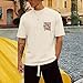 Weiyuqi Oversized Graphic Tshirt for Men Letter Print Vintage T Shirt Tees Casual Loose Fit Retro Streetwear Shirts Tops (Apricot,L)