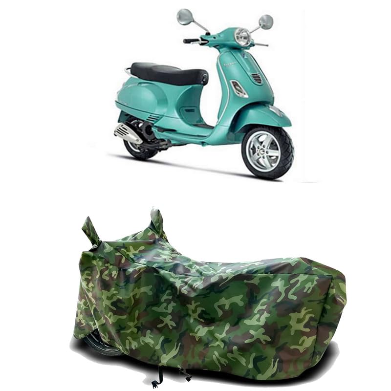 Image of DUFFEL-100% Heat Protection Two Wheeler Bike /Scooty Body Cover for Vespa ZX 125 BS6 Water Resistance /UV-Rays /Birds Dropping /Scratchproof /Dust Proof /Waterproof[Green Jungle Print]