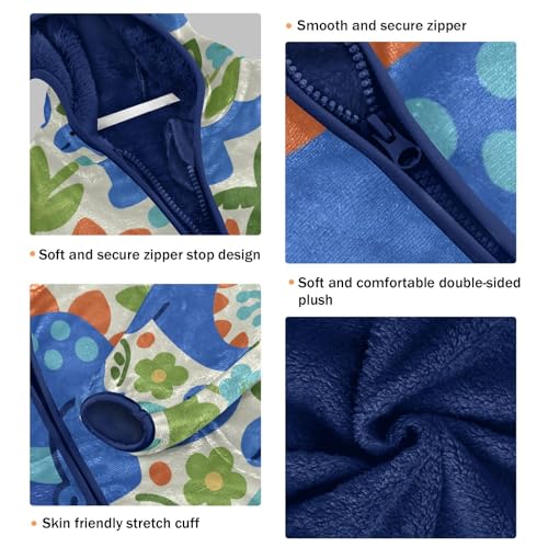 Blue Dinosaurs Among Green Plants Toddler Fleece Jacket Girl Boys Hooded Fleece Jacket Coat Warm Outwear Zip-up 3-10T3
