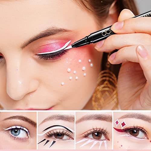 Docolor Waterproof Eyeliner Pen Longwearing With Ultra-Fine Tip Liquid Eye Liner (White) #TOP5