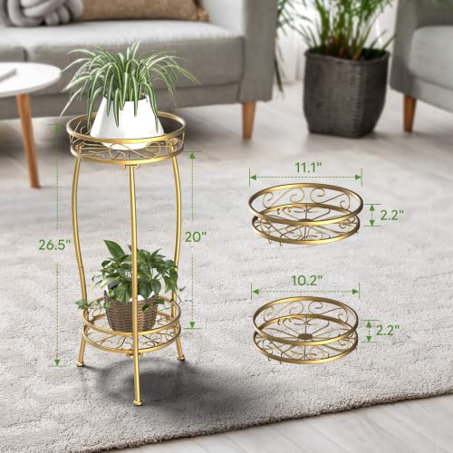 H Homexin Plant Stand Indoor Outdoor, 2 Tier Metal Tall Planter Stand 26.5" Flower Stand Holder Heavy Duty Rustproof Plant Shelf Rack For Corner Garden Patio Lawn Balcony Office #TOP3
