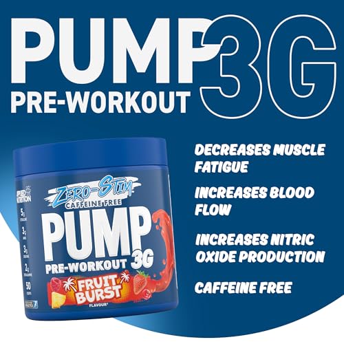 Applied Nutrition Pump Zero Pre Workout - Zero Stim, Caffeine Free, Energy & Performance (375g - 25 Servings) (Fruit Burst) - Image 3