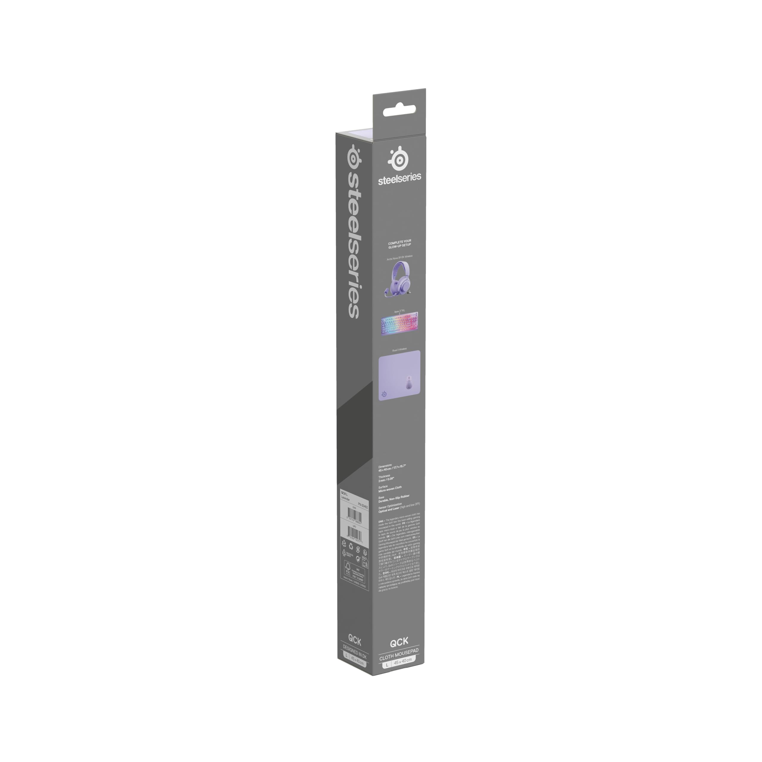 SteelSeries QcK Alfombrilla Gaming Grande - Lavender - Base Antideslizante - Seguimiento y Estabilidad Top - Optimizada para sensores - 450 mm x 400 mm - FPS, MOBA, RTS, MMO
