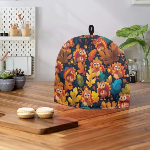 Image of Hudotybom Thanksgiving Turkey Tea Cosy Teapot Cover Breakfast Coffee Warmer Cozy Kettle Cover Water Kettle Protector Kitchen Cozies for Thanksgiving