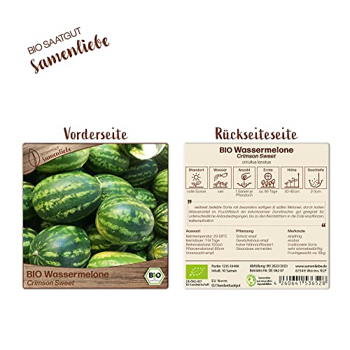 Samenliebe BIO Wassermelonen Samen alte Sorte Crimson Sweet süße Melone rund rot 10 Samen samenfestes Gemüse Saatgut für Gewächshaus Freiland und Balkon BIO Gemüsesamen - Image 4