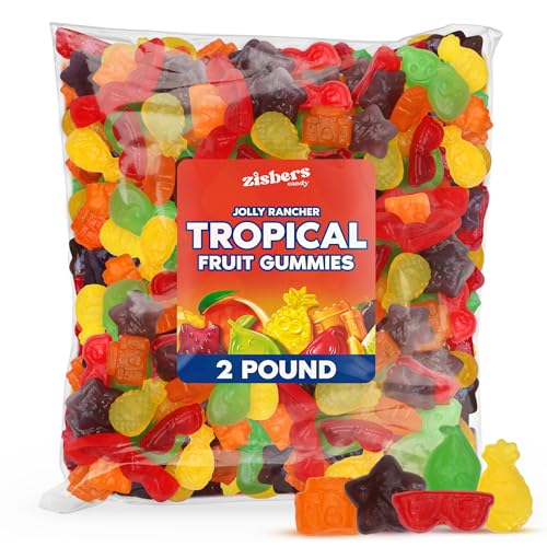 Bulk Gummy Candy Tropical Fruit Flavors - 2 Pound Bag Assorted Chewy Fruity Gummies in Island-Inspired Flavors for Parties, Buffets, And Treats