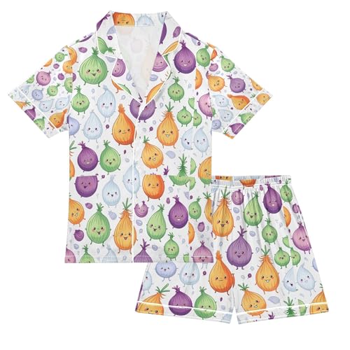 senya Colorful Fig Satin Summer Pajama Sets Silk Short Sleeve Button Down Sleepwear