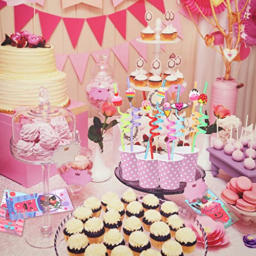 32 unidades de pitillos reutilizables coloridos con tarjetas de San Valentín miniatura 5
