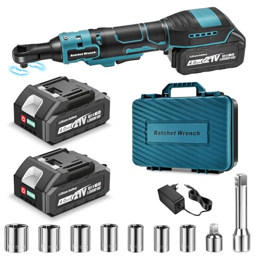 Yofuly Clé à Cliquet électrique Compatible avec Makita 18V 21V, 2 * 4000mAh Batteries 3/8