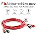 Nakamichi Oxygen Free Copper (OFC) RCA Cable 2-Male to 2-Male Audio Stereo Auxiliary Cable Cord for Subwoofer Home Theater HDTV Amplifier Hi-Fi Systems Active Speakers Car Receiver (6.5 ft / 2 m)