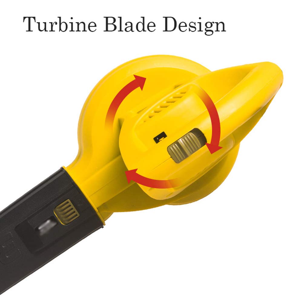 Giallo Soffiatore per Foglie Elettrico A Batteria con Batteria agli Ioni di Litio e Caricabatterie,Soffiatore di Foglie Portatile A 6 Marce,per La Pulizia di Terrazze/Giardino