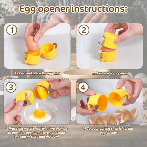 2Pcs Universal Egg Shell Opener, Stainless Steel Egg Peeler for Raw and Hard Boiled Eggs, Washable Hard Boiled Eggs Peeler Cracker Kitchen Tools for Break and Separate(Orange+Yellow) by APLZGMG - Image 4