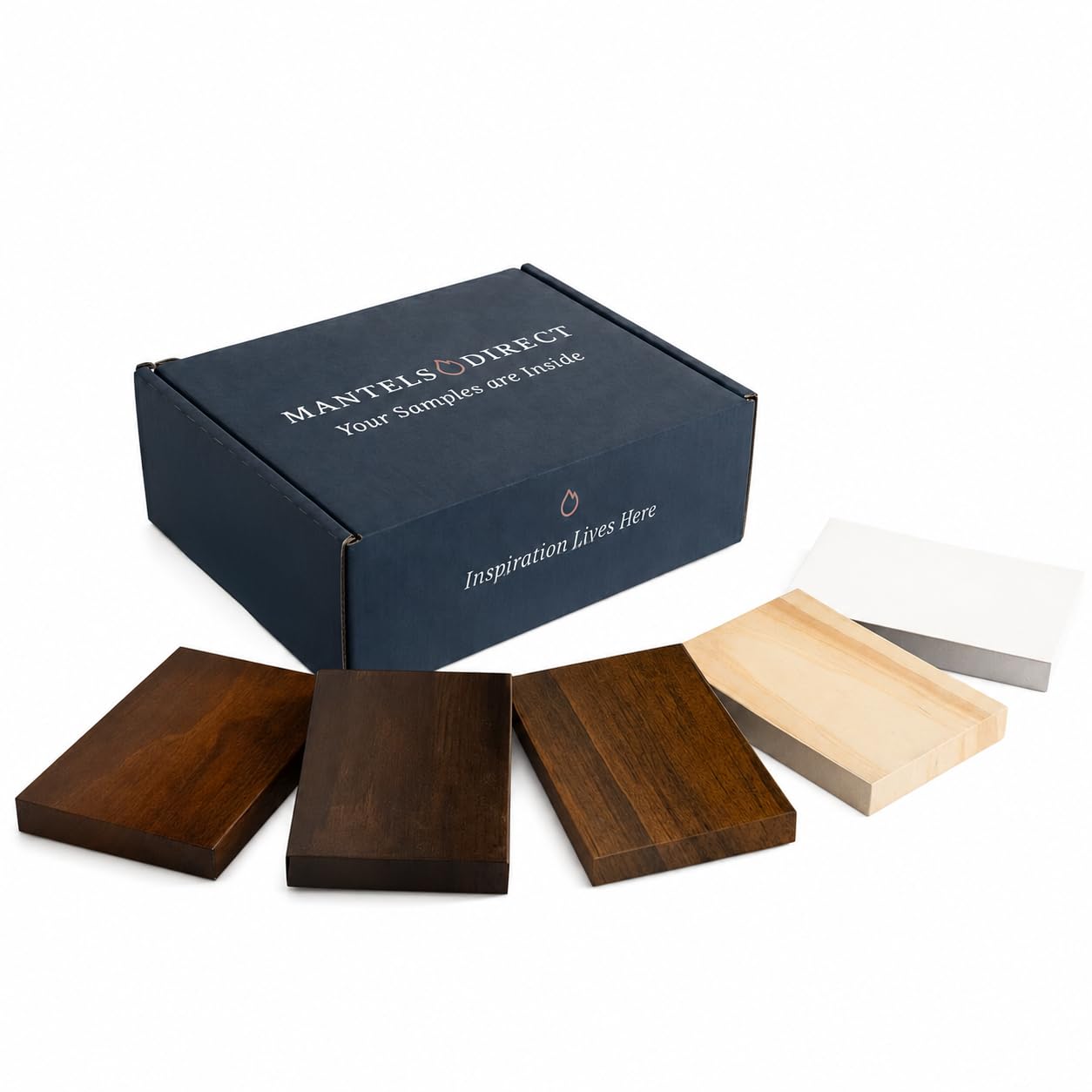 MANTELSDIRECT Salem Wood Mantel Shelf Color Sample Pack - Find Your Perfect Match - Wood Swatches - 5 Wood Finish Samples