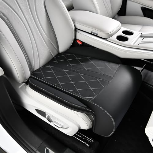Coverado Car Seat Extender Leg Support, Leather Leg Extension Pad Car Seat Cushions, Waterproof Leg Extender Cushion for Long Driving, Car Leg Support Pad Universal Fit for Diver Seat (Update, Black)