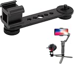 Triple Cold Shoe Mount, Gimbal Microphone Light Extension Bar Bracket Aluminium Alliage avec 1/4in et 3/8in Vissez les trous pour OM 3/2, pour l'eau douce 4, pour Stabiliseur Gimbal Feiyu(Noir)
