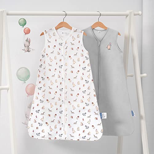 Tillyou Sleep Sack - Cotton Wearable Blanket Baby 2-Pack Set, Fits Infant Newborn Ages 18-24 Months, Bear Forest & Grey #TOP6